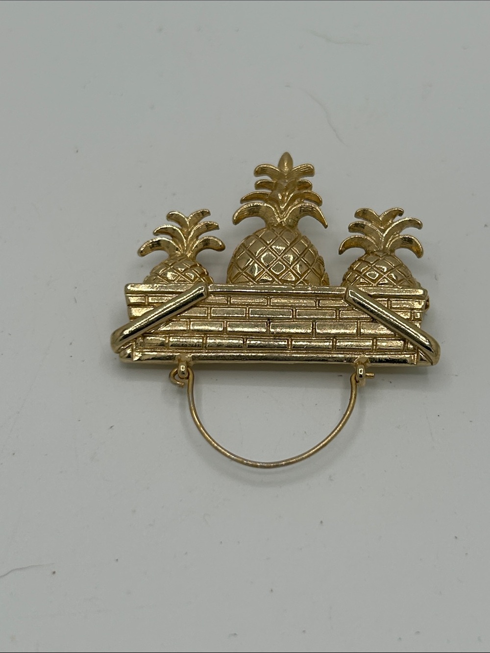 Vintage Gold Tone 3-in-1 Convertible Pineapple Trio Brooch Pendant Charms